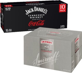 Jack-Daniels-Coca-Cola-48-10-x-330ml-Cans-or-Smirnoff-Ice-Double-Black-or-Guarana-7-12-x-250ml-Cans on sale