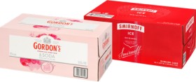 Gordon%26rsquo%3Bs+Premium+Pink+Gin+%26amp%3B+Soda+4%25+18+x+250ml+Cans+or+Smirnoff+Ice+Lemon+5%25+18+x+250ml+Cans
