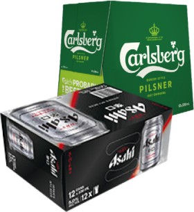 Asahi-Super-Dry-12-x-330ml-Cans-or-Carlsberg-Pilsner-12-x-330ml-Bottles on sale
