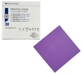 Henry+Schein+Non-Latex+Rubber+Dam+Med+Purple+15x15cm+Box+30