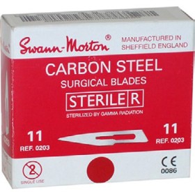 Swann+Morton+Scalpel+Blades+Carbon+Steel+Sterile+Box+of+100