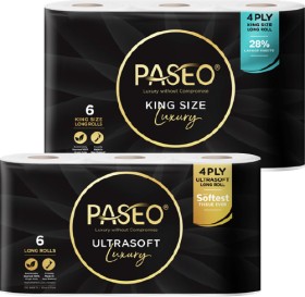 Paseo-4-Ply-Toilet-Tissue-Ultra-Soft-or-King-Size-6-Pack on sale