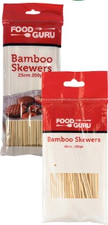 Food-Guru-Bamboo-Skewers-25cm-200-Pack-or-Skewers-16cm-100-Pack on sale
