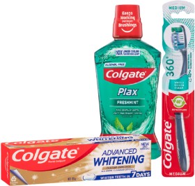 Colgate+Whitening+115g%2C+Plax+Fresh+Mint+500ml+or+360+1+Pack