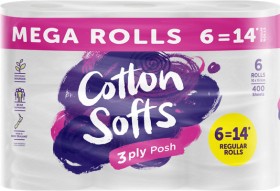 Cotton+Softs+3+Ply+Toilet+Tissue+Mega+6+Pack