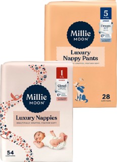 Millie+Moon+Luxury+Nappies+30-54+Pack+or+Nappy+Pants+22-32+Pack