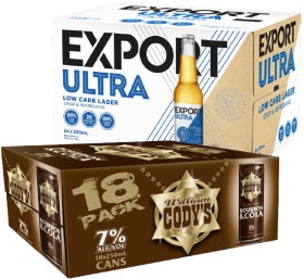 Export-Ultra-Low-Carb-24-X-330mL-Bottles-or-Codys-Cola-7-18-X-250mL-Cans on sale