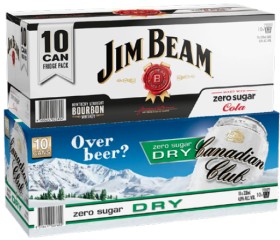 Jim-Beam-Cola-Zero-48-or-Canadian-Club-Zero-48-10-X-330mL-Cans on sale