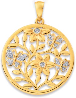 9ct%2C+Diamond+Butterfly+Garden+Pendant