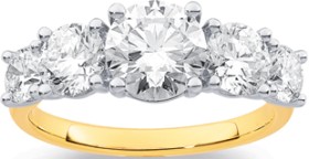 14ct+5+Stone+Element+Lab+Grown+Diamond+Ring