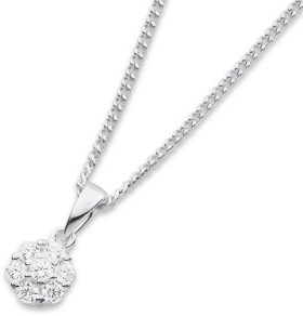 Sterling-Silver-Cubic-Zirconia-Round-Cluster-Pendant on sale
