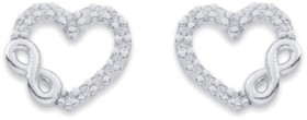 Sterling-Silver-Cubic-Zirconia-Infinity-Heart-Studs on sale