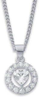 Sterling-Silver-Cubic-Zirconia-Halo-Heart-Pendant on sale