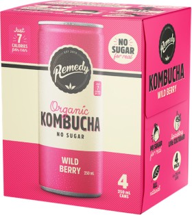Remedy-Kombucha-250ml-Cans-4-Pack on sale