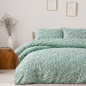 Hometones-Green-Floral-Flannelette-Duvet-Cover-Set on sale