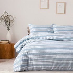 Hometones+Blue+Stripe+Flannelette+Duvet+Cover+Set