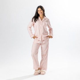 bbb-Sleep-Pink-Gingham-Flannelette-PJ-Set on sale