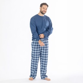 bbb-Sleep-Mens-Blue-Check-Flannelette-PJ-Set on sale