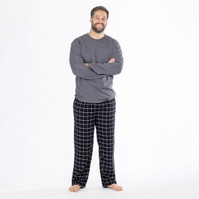 bbb-Sleep-Mens-Black-Check-Flannelette-PJ-Set on sale