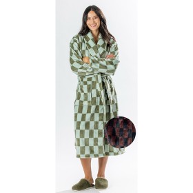 Amparo+Robbie+Check+Bathrobe+Green