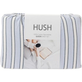 Hush+Blue+Stripe+Flannelette+Sheet+Set