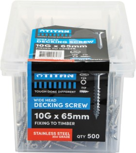 Titan-10G-x-65mm-Stainless-Steel-Wide-Head-Decking-Screws-Pack-of-500 on sale