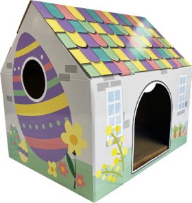 Baxter+Bone+Easter+Cardboard+Cat+House+With+Scratcher+Insert
