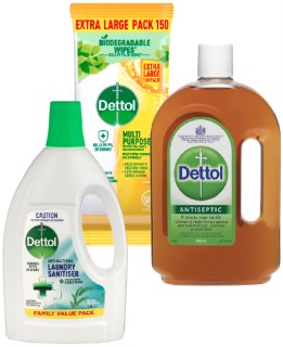 Dettol-Laundry-Sanitiser-15L-Antiseptic-Liquid-750ml-or-Cleaning-Wipes-150-Pack on sale