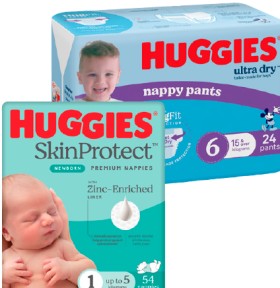 Huggies-Bulk-Pack-Ultra-Dry-Nappies-30-54-Pack-or-Nappy-Pants-24-29-Pack on sale