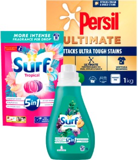 Persil+Laundry+Powder+1kg%2C+Surf+Laundry+Capsules+18s+or+Surf+Laundry+Liquid+1L