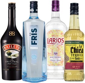 Baileys+Original+Irish+Cream+700mL%2C+Fr%26iuml%3Bs+Vodka+1L%2C+Larios+Dry+Gin+1L+or+La+Chica+Tequila+Gold+or+Blanco+700mL