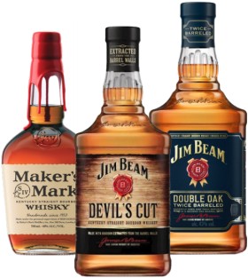 Maker%26rsquo%3Bs+Mark+Bourbon+700mL+or+Jim+Beam+Devils+Cut+or+Double+Oak+Bourbon+1L