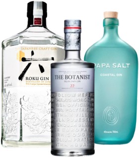 Roku-Japanese-Gin-1L-The-Botanist-Islay-Dry-Gin-or-Papa-Salt-Coastal-Gin-700mL on sale