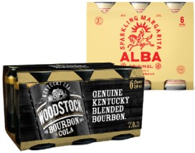 Woodstock-Cola-7-6-x-330mL-Cans-or-Alba-Sparkling-Range-59-6-x-250mL-Cans on sale