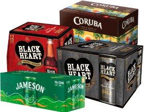 Jameson+%26amp%3B+Cola+or+Dry+%26amp%3B+Lime+4.8%25+10+x+330mL+Cans%2C+Black+Heart+%26amp%3B+Cola+4.6%25+12+x+330mL+Bottles%2C+Black+Heart+%26amp%3B+Cola+7%25+12+x+250mL+Cans