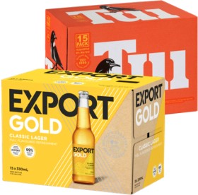 Export-Gold-DB-Draught-Tui-15-x-330mL-Bottles on sale