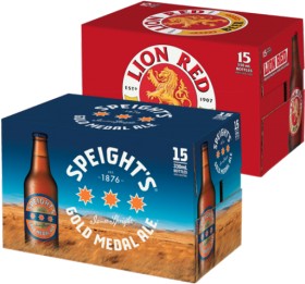 Speight%26rsquo%3Bs+Gold+Medal+Ale%2C+Waikato+Draught+or+Lion+Red+15+x+330mL+Bottles