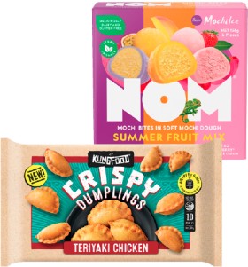 Kungfood-Dumplings-200-288g-or-Nom-Mochi-Bites-156g on sale
