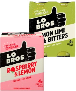 Lo-Bros-Kombucha-250ml-Cans-4-Pack on sale