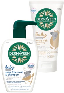 DermaVeen-Baby-Calmexa-Extra-Rich-Moisturising-Cream-150g-or-Body-Wash-250ml on sale