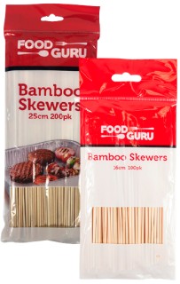 Food-Guru-Bamboo-Skewers-25cm-200-Pack-or-Bamboo-Skewers-16cm-100-Pack on sale