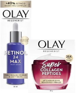 NEW+Olay+Retinol+Max+Night+Serum+30ml+or+Super+Collagen+Moisturiser+45g