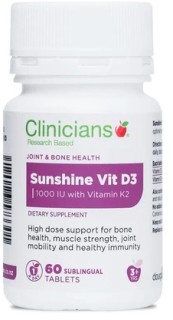 Clinicians+Sunshine+Vit+D3+60+Tablets