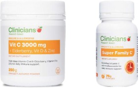 Buy+1+Clinicians+Vit+C+3000mg+250g+Powder+%26amp%3B+Get+a+Free%2A+Clinicians+Super+Family+C%26reg%3B+75g+Powder