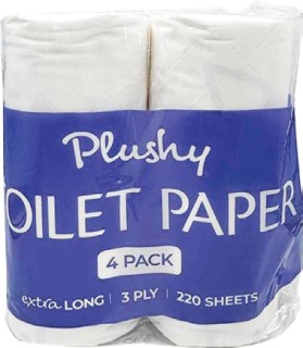 Plushy+3+Ply+Toilet+Paper+4+Pack