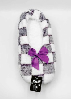 Fuzzy-by-HBCo-Ladies-Slippers-Checkerboard-M-1pr on sale