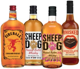 Fireball-Cinnamon-Whisky-Sheep-Dog-Peanut-Butter-Whiskey-or-NEW-Peanut-Butter-Jelly-Whiskey-or-NEW-Whisked-Chocolate-Brownie-Whiskey-700ml on sale