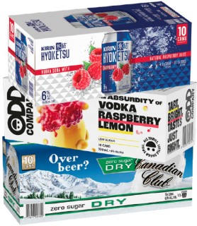 Kirin+Hyoketsu+Range+6%25%2C+Odd+Company+Vodka+RTD+Range+6%25+or+Canadian+Club+%26amp%3B+Zero+4.8%25+10+x+330ml+Cans