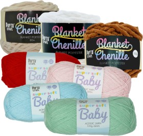 Super-Soft-Baby-4ply-Acrylic-Yarn-100g-420m-or-Chenille-Blanket-Yarn-100g-80m on sale