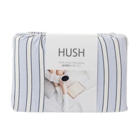Hush+Blue+Stripe+Flannelette+Sheet+Set